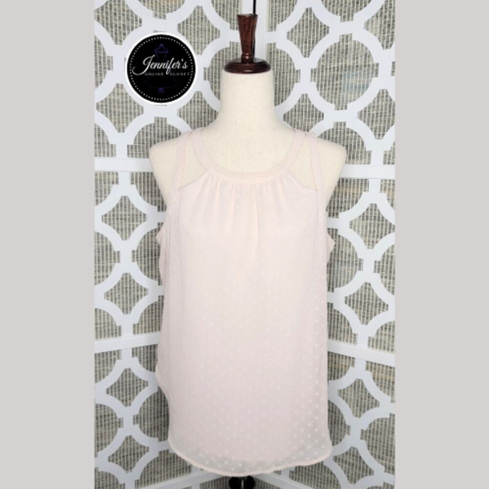 Candie's Women's Blush Swiss Dot/Heart Double Strap Blouse Size L